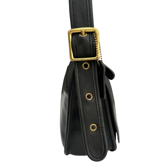 Coach Vintage Leather Flap Shoulder Bag Black Y2K Messenger Bag Women’s - Picture 9 of 17
